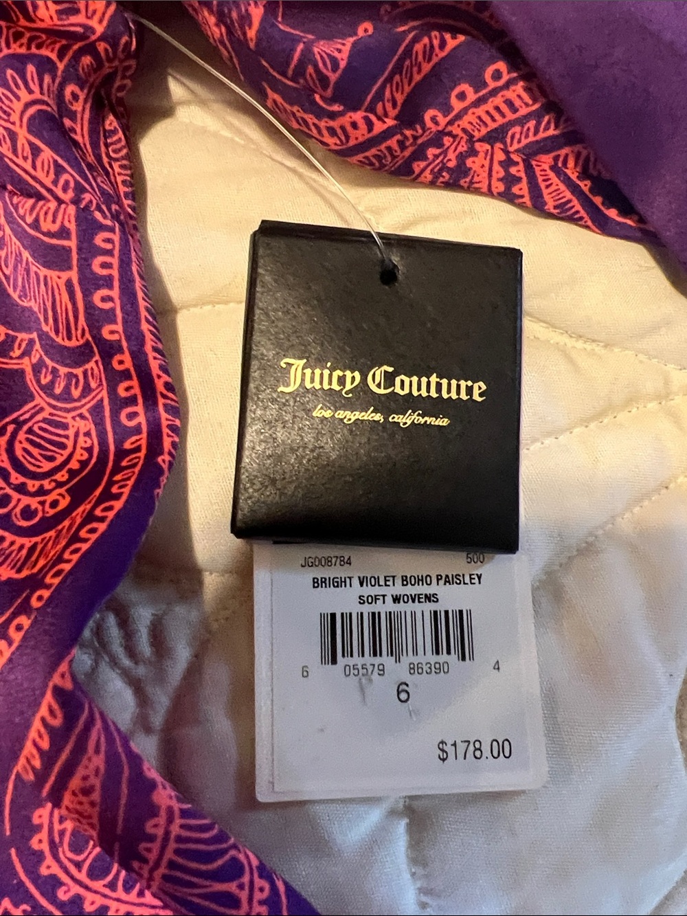 Juicy Couture Purple Dress with Pink Paisley Accents